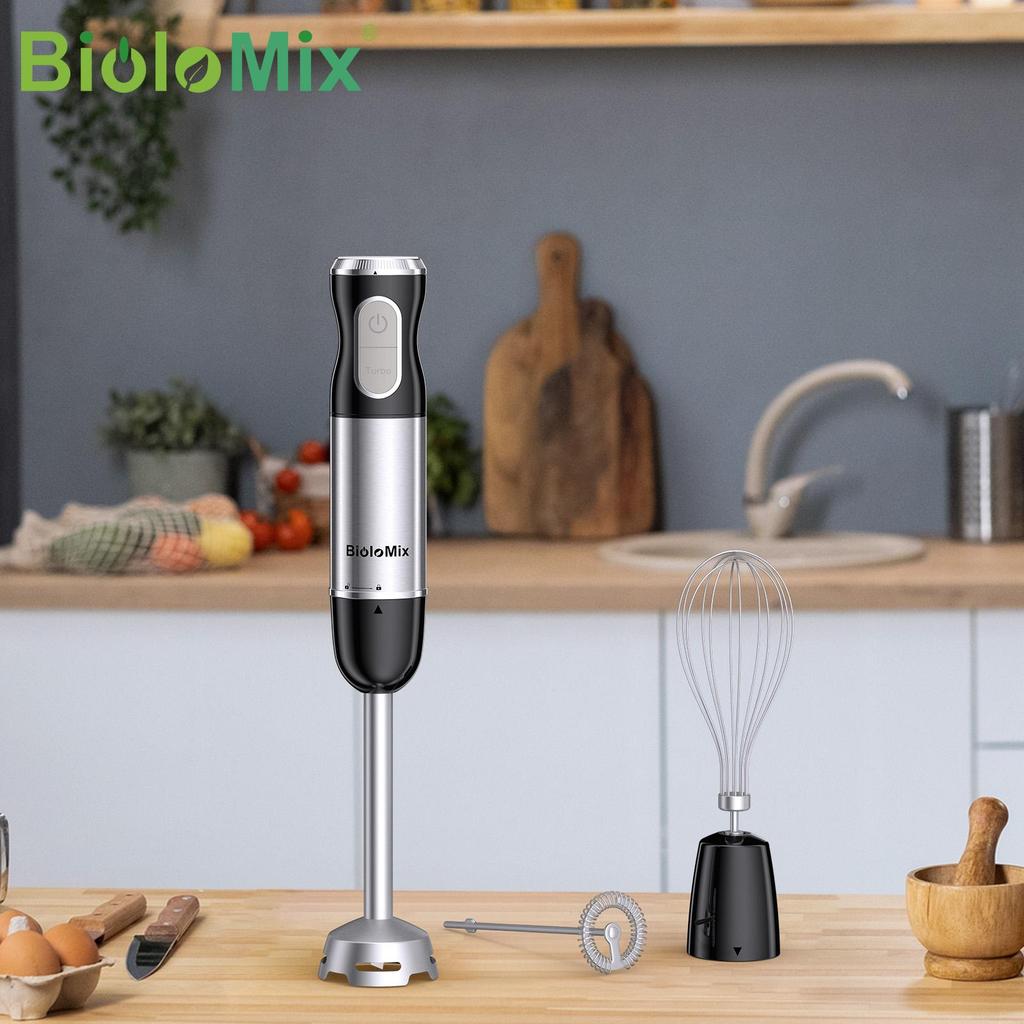 BioloMix HB‑3016 Black 1000W 3‑in‑1 Hand Blender 30‑Speed Turbo Immersion Blender