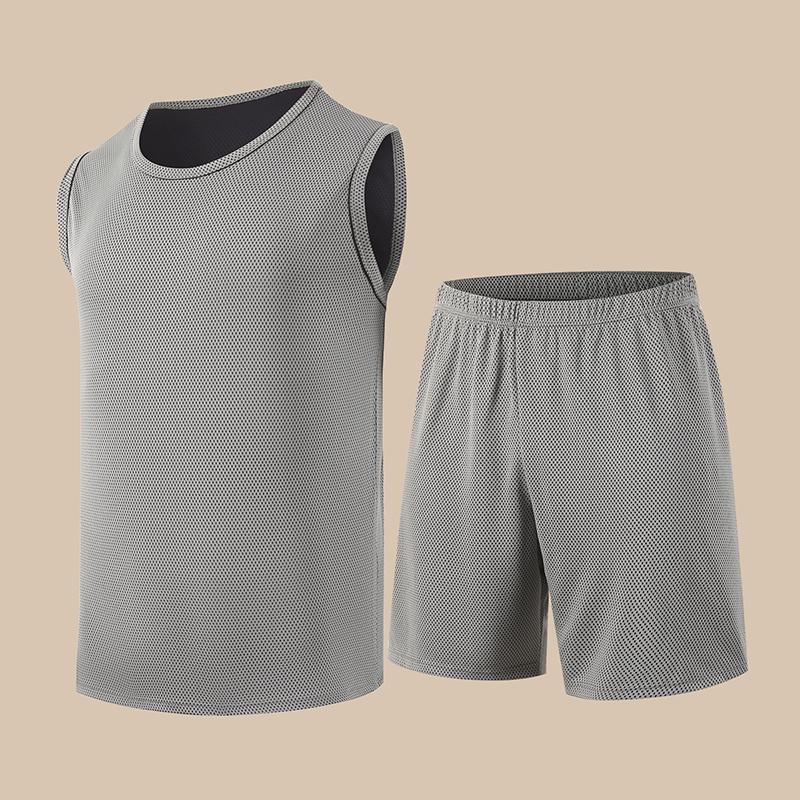 Men's Set Sleeveless Top, Quick Drying, Breathable Sports Fitness Comfortable Home Wear Can Be Worn Outside Fashionable Set
