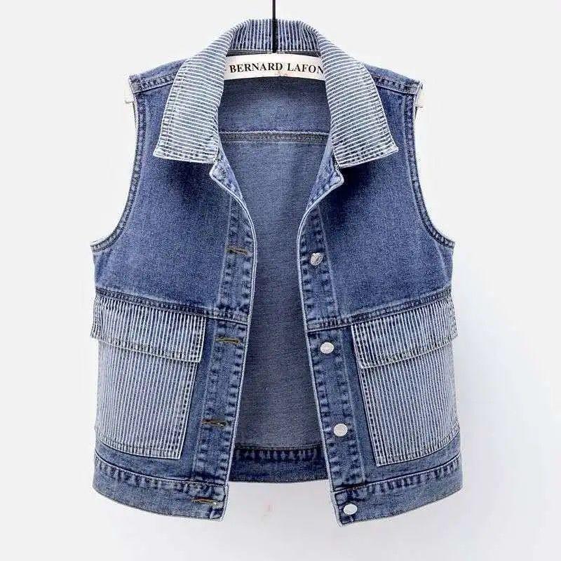 Women s Stylish Denim Sleeveless Vest - Spring/Summer 2025 S ( 95 lbs)