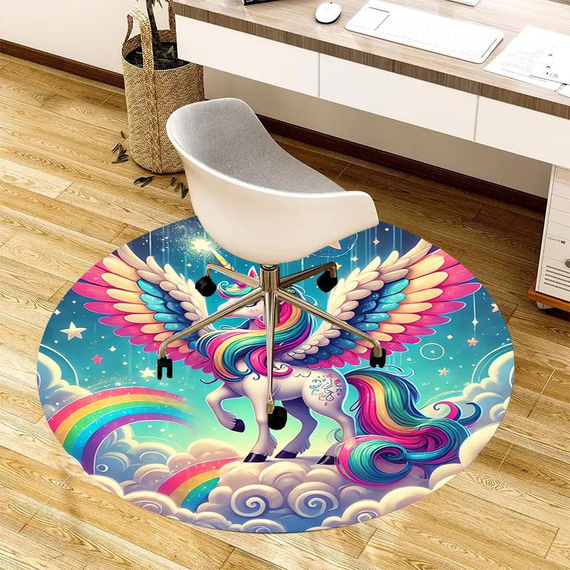 1pc Office Carpet Chair Mats Rainbow Unicorn Fantasy Perfect for Decorating Office Chairs, Living Rooms, Or Bedrooms