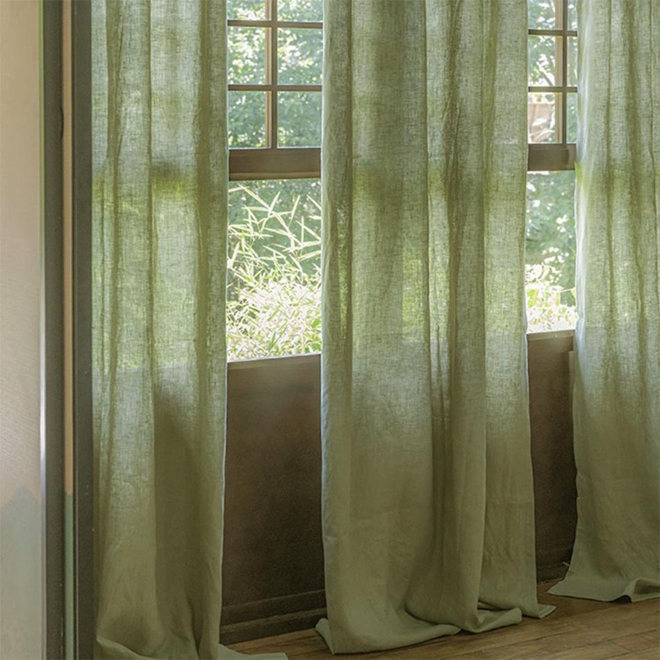 100% Linnen Gordijnen voor Raam Woonkamer Stangzak Gordijnen Licht Filterend Gordijn voor Keuken Kinderkamer Slaapkamer W85xH60cm&Rod Pocket Style2