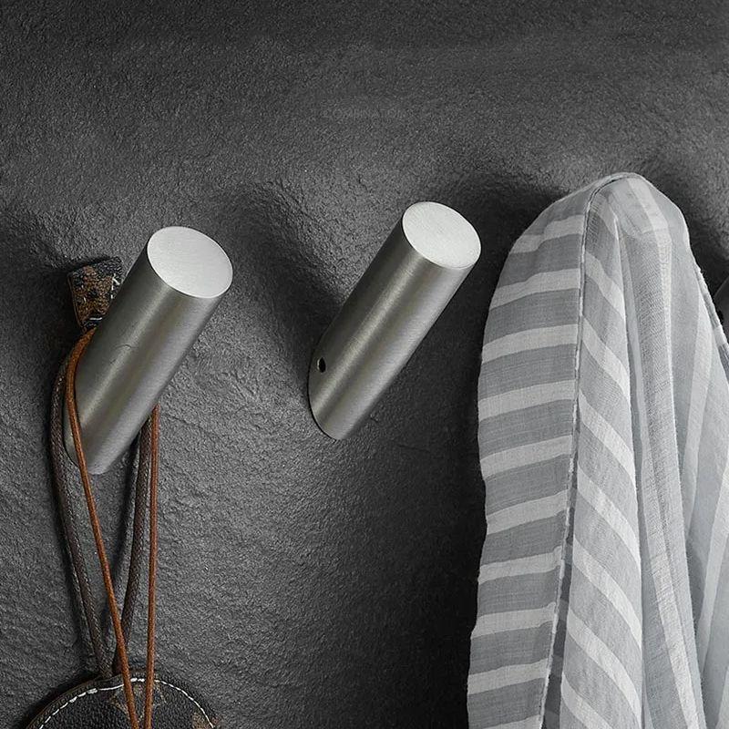 4pc 304 Stainless Steel Bathroom Towel Hook Brushed Gold Wall-mounted Coat Hook Hat Robe Key Bag Hanger Bathroom Hardware