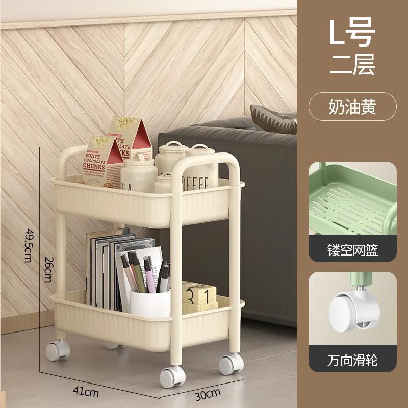 

2-х уровневая тележка для кухни на колесиках, противоскользящая хозяйственная тележка, водонепроницаемая многофункциональная тележка для хранения, органайзер для кухни и ванной комнаты