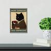 Retro Metal Tin Sign More Espresso Less Depresso Coffee Drinking Poster Special Gift for Lover Funny Black Cat Wall Art Decor