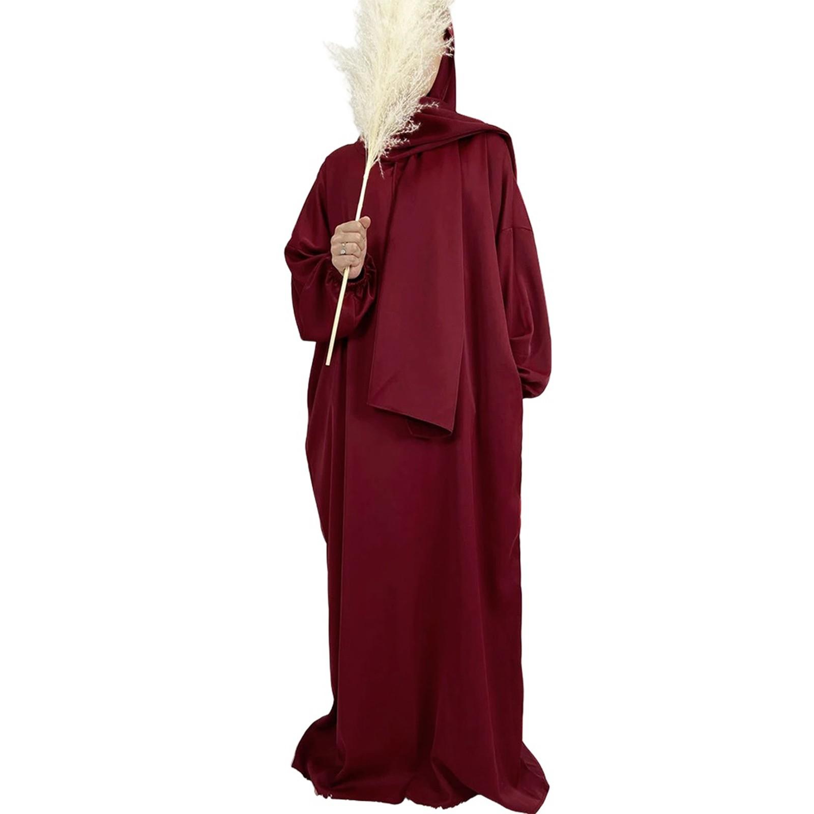 

Мусульманские женские платья с хиджабом Платья S винный