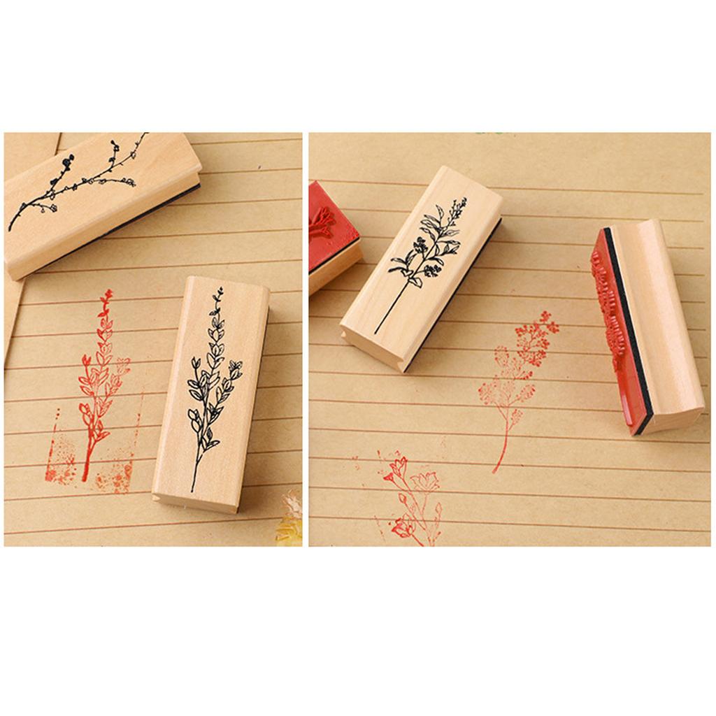 8 Pezzi Timbri Floreali Piante Vintage Timbri in Legno per Scrapbooking per Hobbisti Fai da Te Album di Scrapbooking Artigianato Artistico Creazione di Biglietti