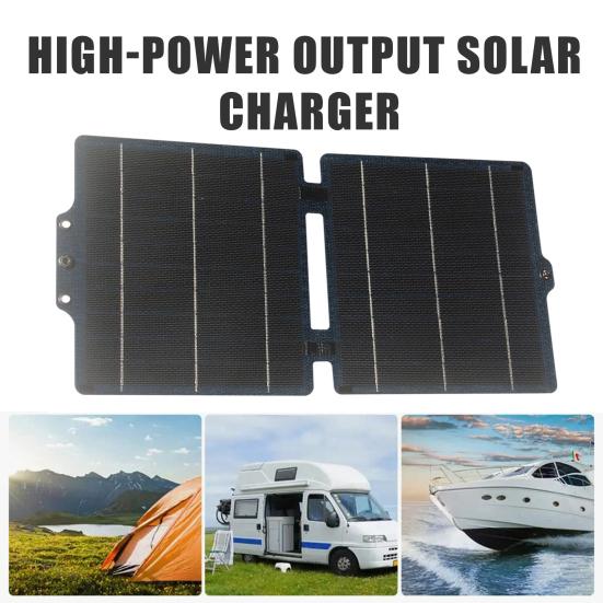 Solar Panel 10W High-Power Output Lightweight Portable Dual USB Type-C Interfaces ETFE Scratch-Proof Surface Solar Panel