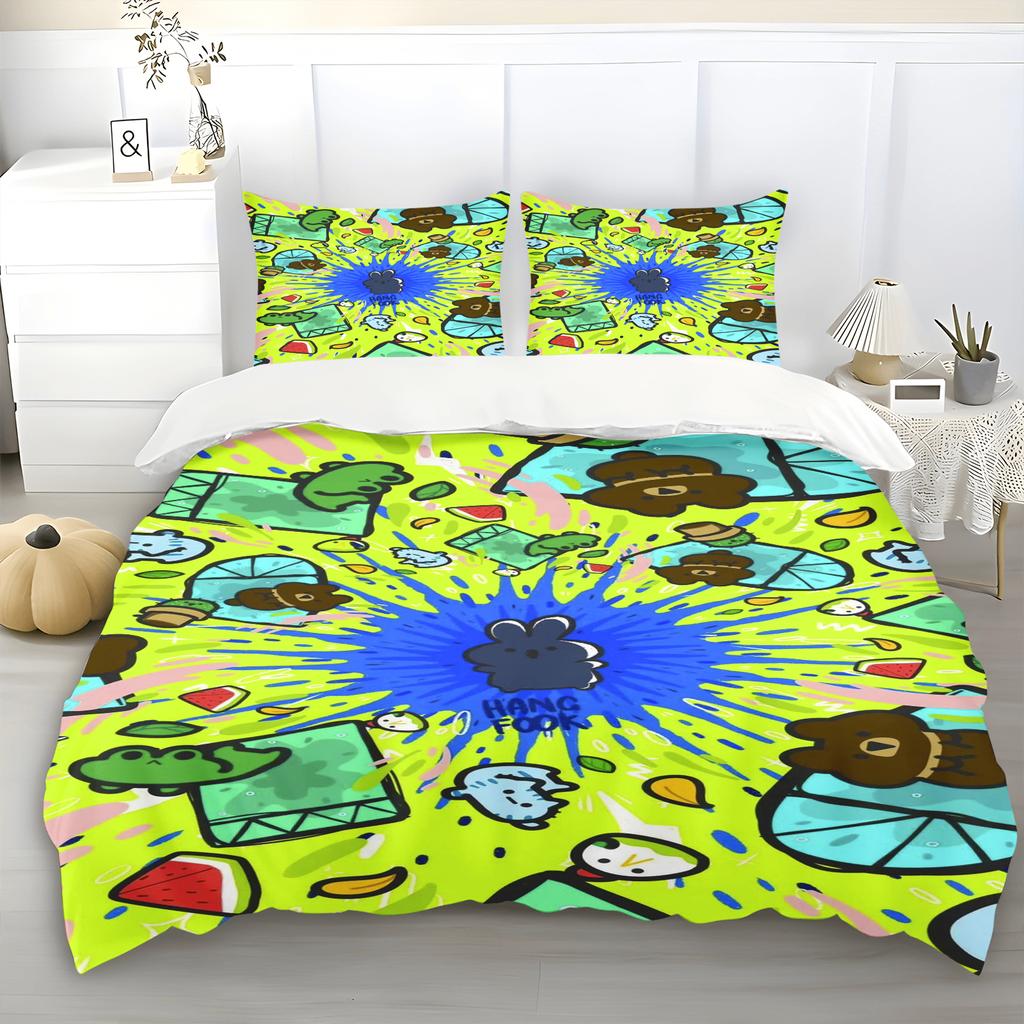 2/3Pcs Cartoon Girls Bedding Set Cute Duvet Cover Childlike Vivid Colors Innocence Bedroom 100% Polyester Adult Gift
