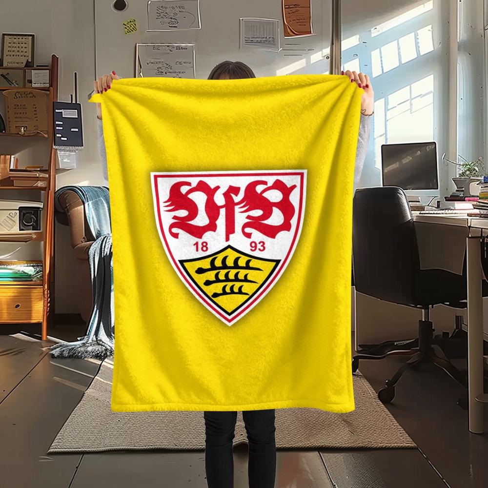 1 Stuk Stuttgart Voetbalclub Print Flanellen Deken Hoge Kwaliteit Warm Comfortabel Deksel voor Alle Seizoenen Perfect voor Cadeaus Woondecoratie
