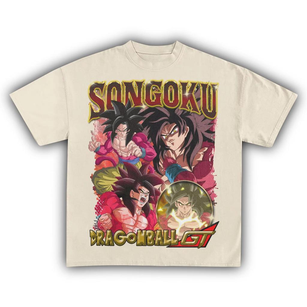 T-shirt con Stampa Anime Dragon Ball GT Goku Super Saiyan 4, T-shirt Streetwear Unisex in Puro Cotone a Manica Corta