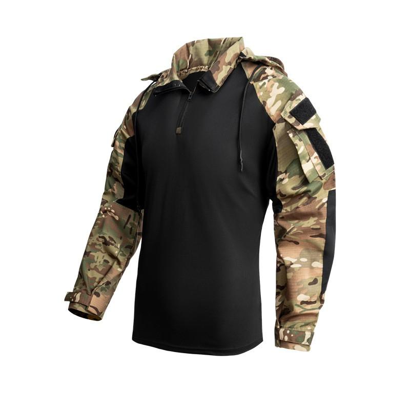 Leichtes Langarm-Taktikhemd für Herren, Atmungsaktiv, Strapazierfähig, Camouflage, Trainings-Top für Outdoor-Aktivitäten