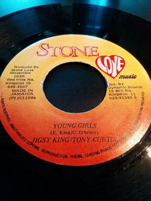 7inch Record JIGSY KING, TONY CURTIS - Young Girls NONE Stone Love Musi 1996 Jamaica Reggae, Ska & Dub Used