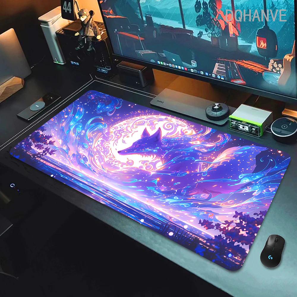 Fox Large Gaming Mousepad XXL Gamer Mouse Pad Office Long Table Accessories Mouse Mat Kawaii Desk Mat For Girl Decorates Bedroom