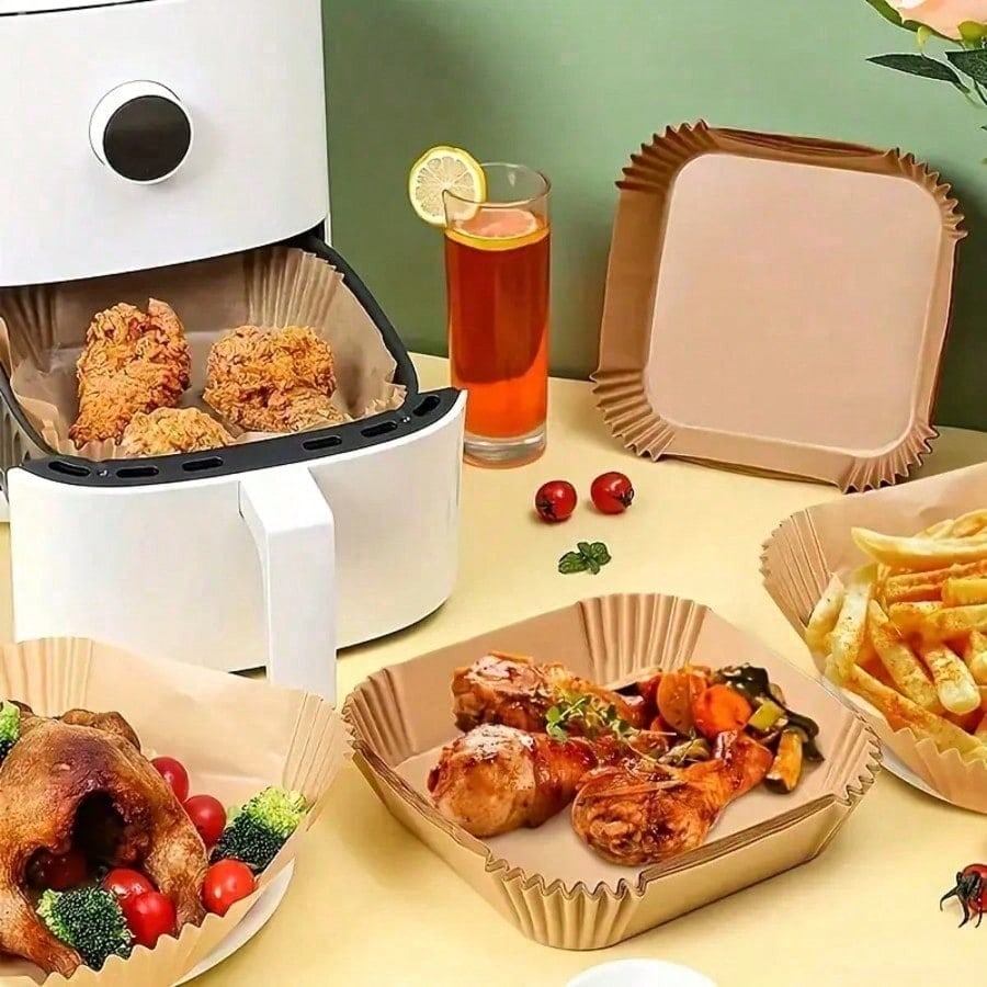 100 High-Quality Air Fryer Pad Paper - Thickened, Non-Stick, Oil-Resistant, Suitable For 2-8 Air Fryer - Essential Kitchen And