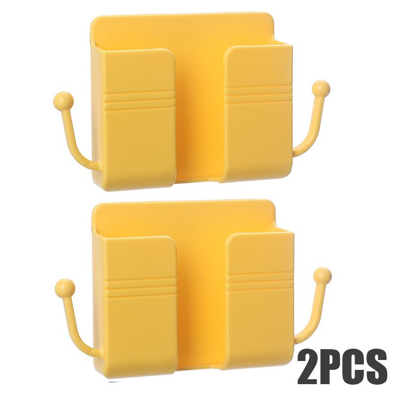 4/2/1pcs Wall Mounted Mobile Phone Holder Multifunction Holder Remote Control Storage Box Charger Hook Cable Charging Dock Stand