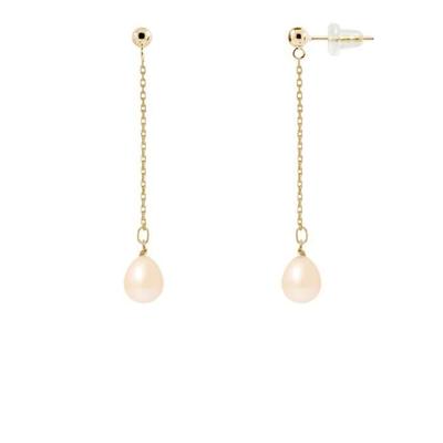 Earrings - - Genuine Cultured Pearls - 7-8 Mm - Yellow Gold - Women