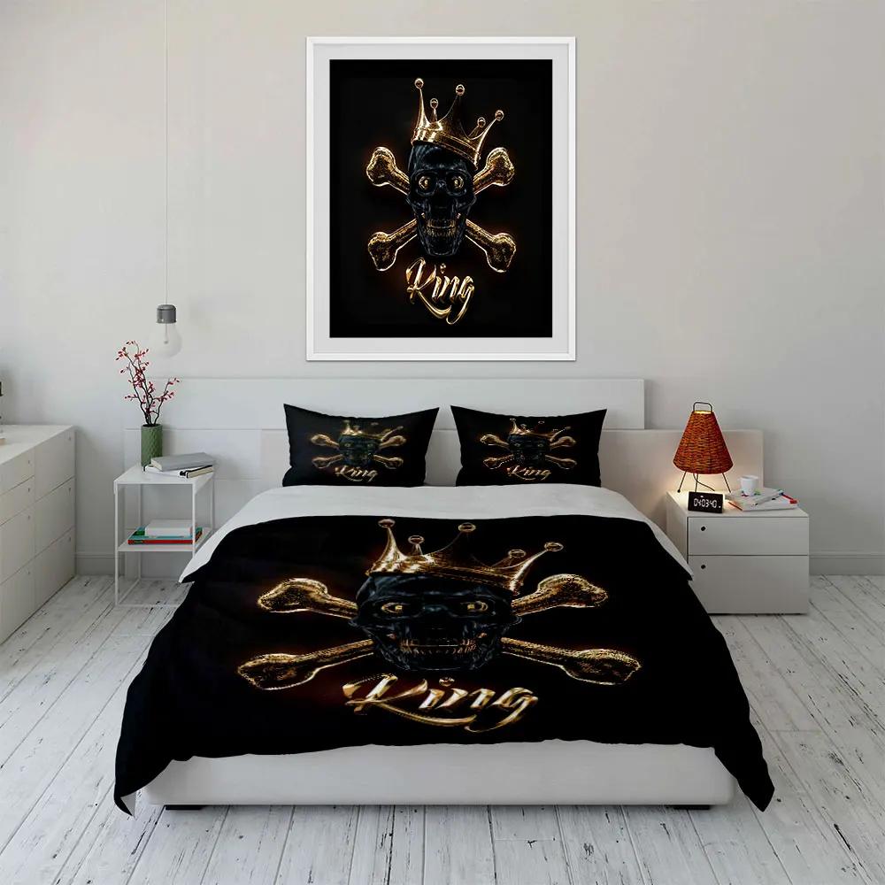 "Royal Skull Themed Decor Set" Soft Comfortable Duvet Cover Bedding Set Included 1*Duvet Cover & 2*Pillowcases Gift