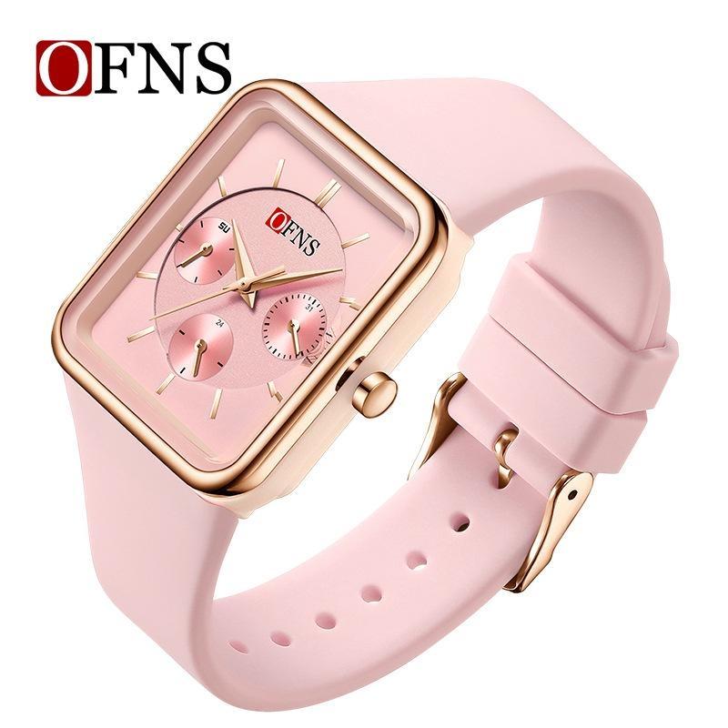 Fashion Women Men Watches Silicone Strap Creative Quartz Watch Square Watch Multi-function Clocks Wristwatch Gift