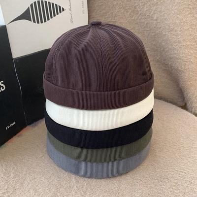 Beanie Hat Hip Hop Hats Bonnet Homme Winter Hat For Women Brimless Skullies Cap Men's Solid Color Street Vintage Portable Hats