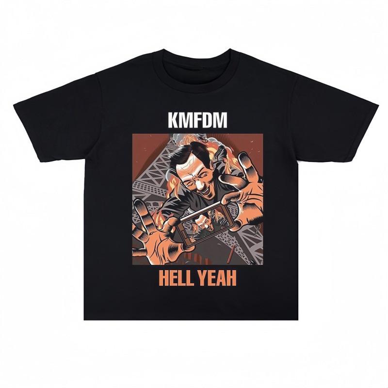 Band KMFDM Metal Rock Printed Tshirt Pure Cotton ShortSleeved HipHop American Style Shirt Trendy for Both Men and Women