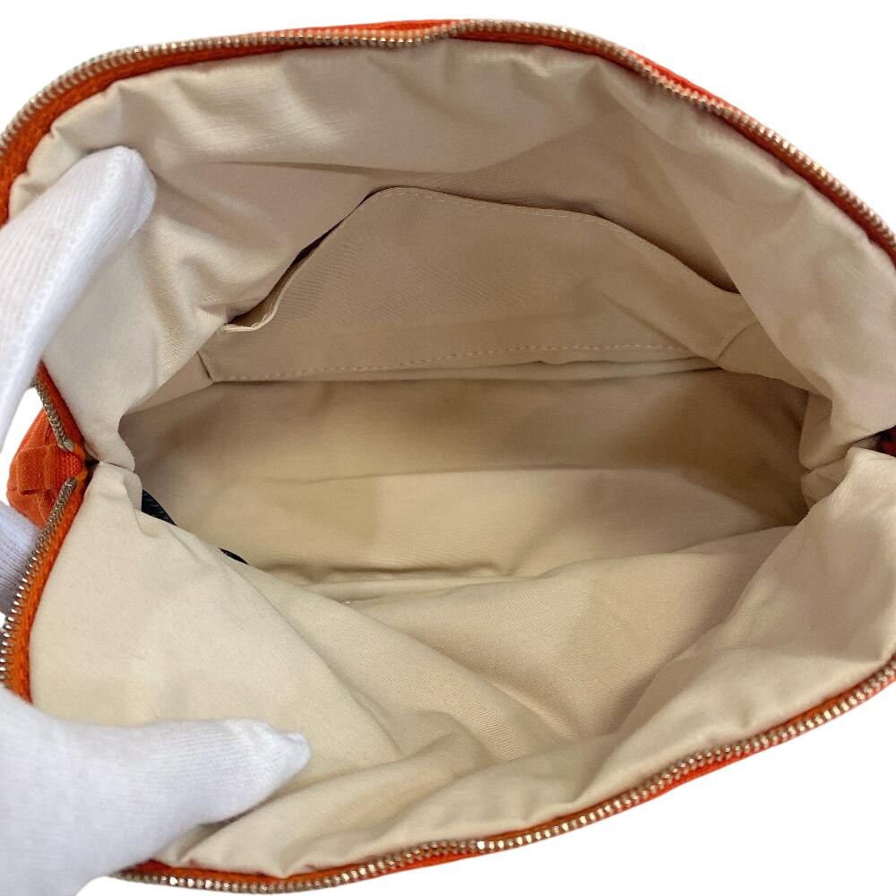 HERMES Zipper Cosmetics Pouch Bolide Vanity cotton Pouch MM Pouch Orange cotton Used