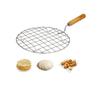 TreegoArt Stainless Steel Wooden Handle Round Roasting Net Roaster Wire with Papad Jali, Roti Jali and Barbecue Grill For Kitchen - Pack Of 1