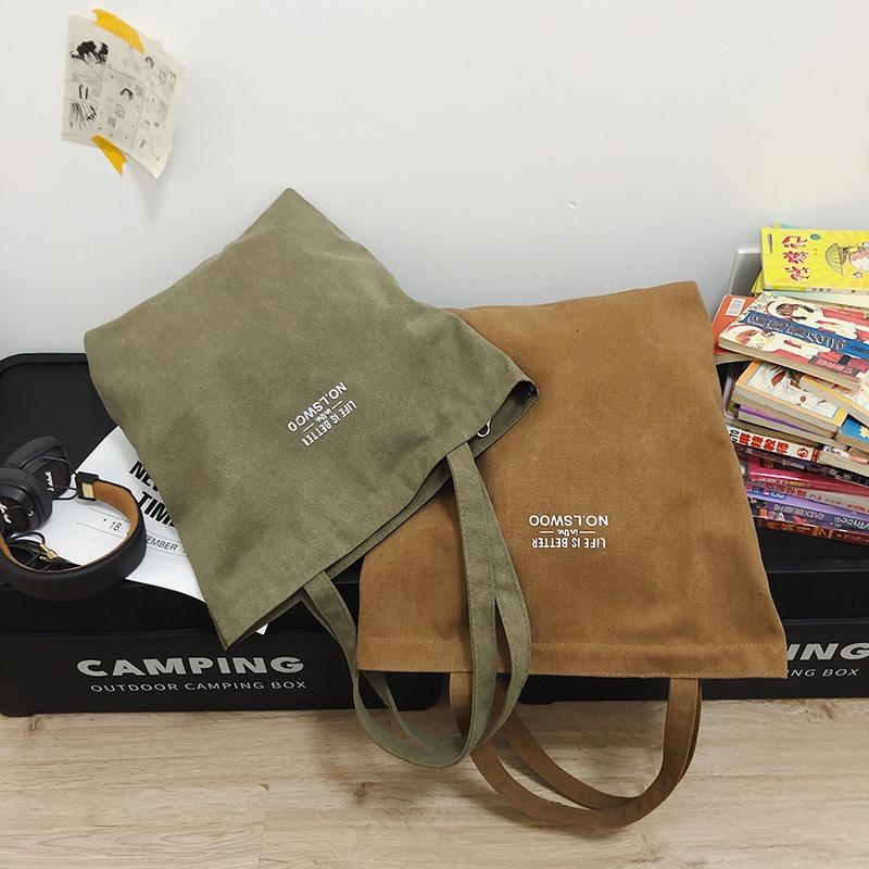 Women's Thickened Canvas Trade Messenger Bag Washed To Work Handbag Large Capacity Trend Urban Literature and Art Student Bag