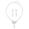 Violent Pearl Necklace Earrings Set Bridal Dress Versatile Accessories Novel Alloy Electric Two-Piece Set