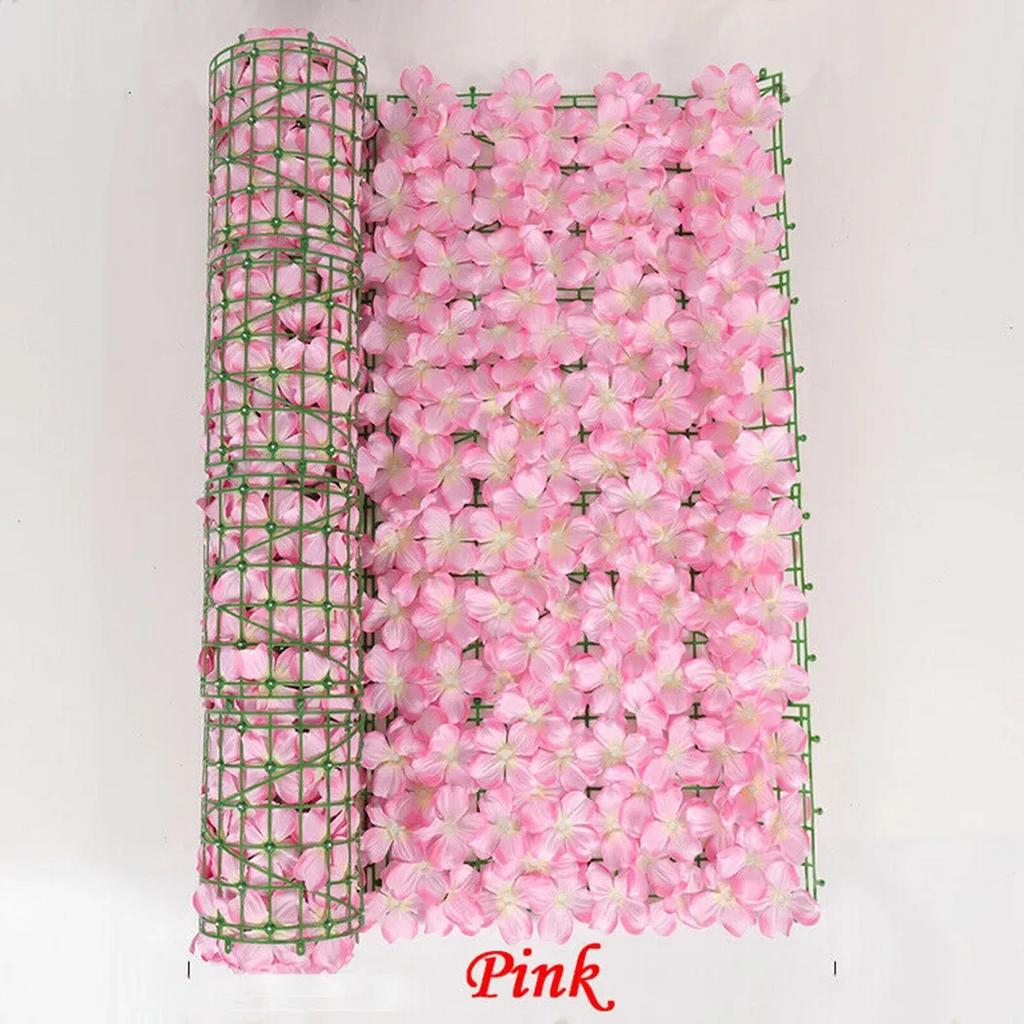1x Artificial Cherry Blossom Leaf Privacy Fence Screen Home Garden Flowers Hedge Fencing Flower Fence Net Wall Decoration