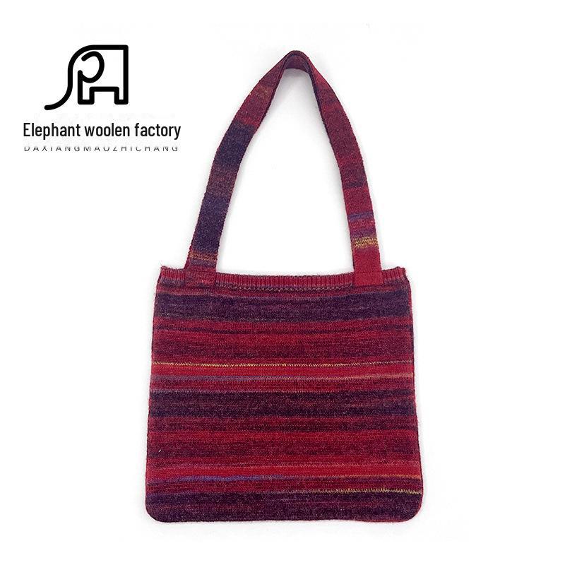 Vintage Gradient Knitted Handbag: Japanese-American Style, Korean-Inspired Design