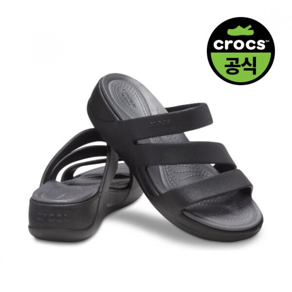 Crocs Women W Bk Crocs Boca Strappy Wedge BLACK(Z001)/W6(230)