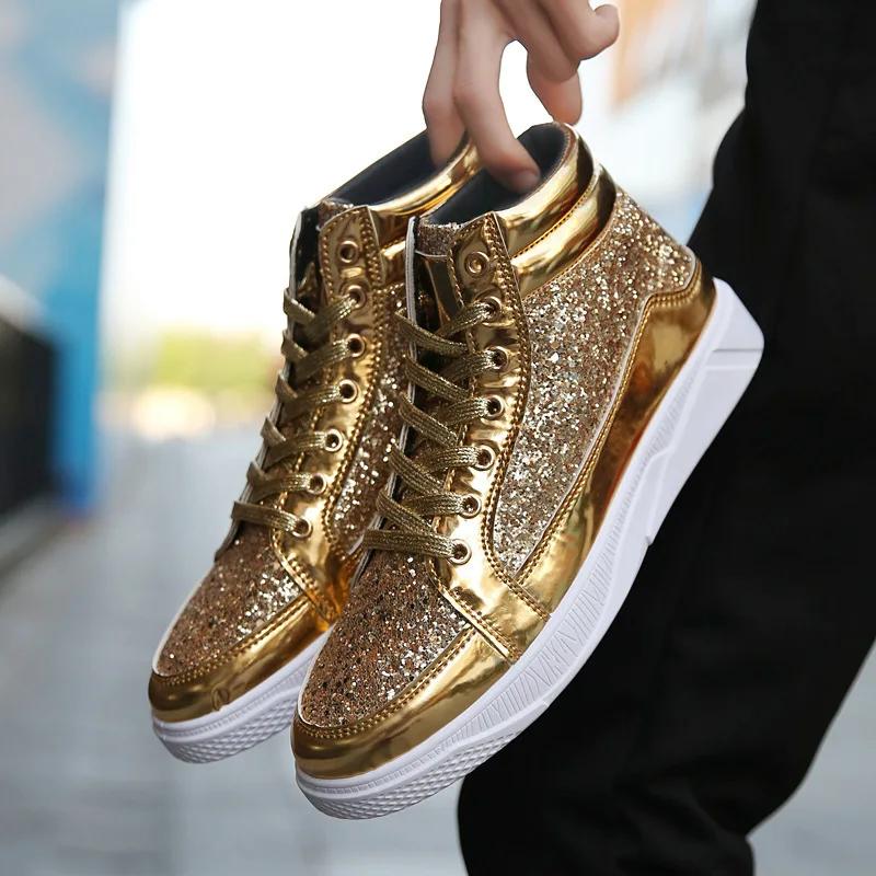 Hot Sale Man High Top Sneakers Luxury Glitter Men Ankle Boots Fashion Non-slip Casual Shoes High Quality Hip Hop Men Boots 2026