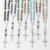 Vintage Cross Religious Rosary Beads Chain Jesus Crucifix Virgin Mary Pendant Chain Jewelry Religious Prayer Beads Bracelet