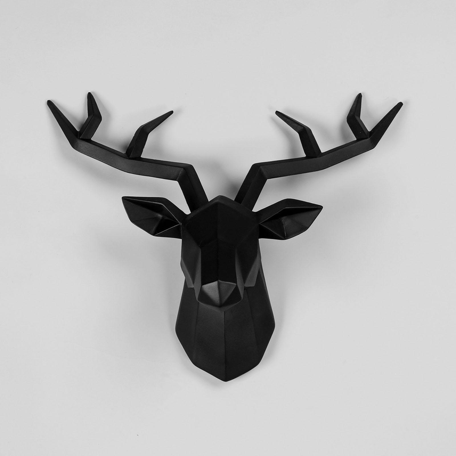 

Creative Resin Deer Head Statue Wall Mount Animal Figurine Modern Art Sculpture for Office Hotel Bar Decoration чорний