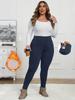 Kieszeniowe Jesienno-Zimowe Grube Legginsy Plus Size z Podszewką z Polaru z Wysokim Stanem Odzież Wierzchnia Damskie Zimowe Ciepłe Legginsy