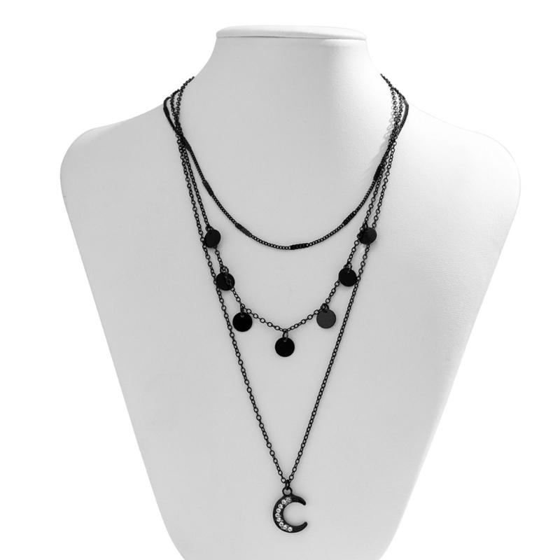 Gothic Black Star Crescent/Star Neckchain Choker Necklace for Women Girls with Tassels Designing and Adjustable Length