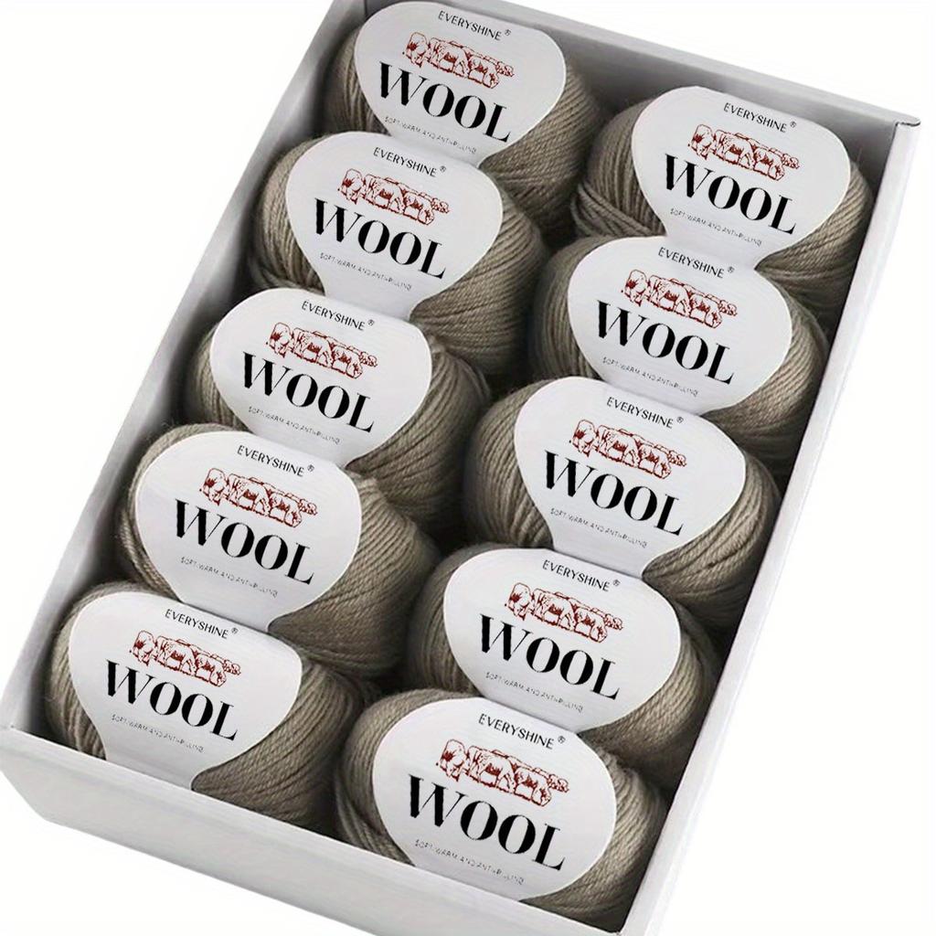 10-Pack Wool Blend Yarn Medium-Fine 80% Wool 20% Polyester Multi-Color Assortment for Knitting & Crochet Soft & Warm 500g Total