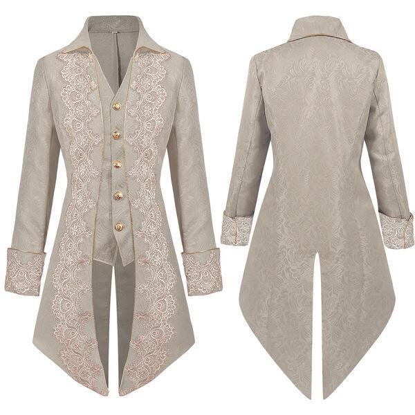 Men's 2025 Punk Gothic Victorian Lace Tailcoat Jacket