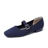 Women's Ballet Flats Square Toe Slip On Shoes Knitted Dress Mary Jane Flats for Women Comfy Causal Work Walking Shoes Mary Jane Shoes With Ankle Strap