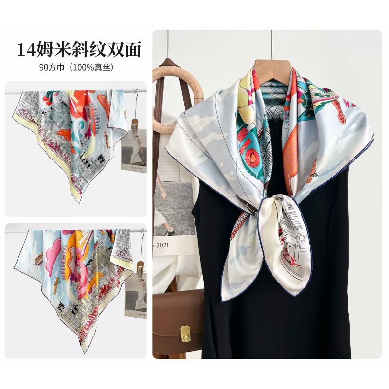 Silk twill 14 mmi large silk scarf women's fashion versatile high-end mulberry silk square scarf light luxury versatile 90 shawl