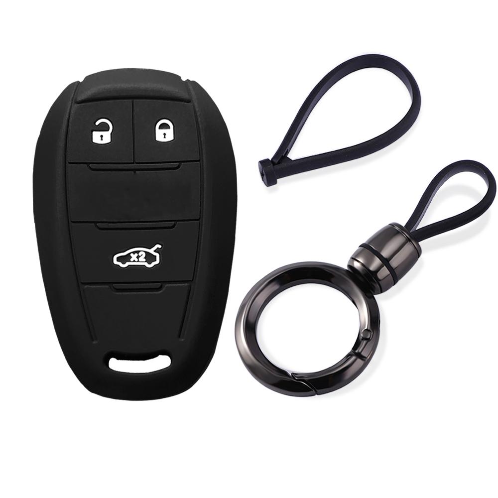 Silicone Key Case Cover For ALFA ROMEO Giulia Stelvio 3 Button Remote Key Fob Accessories Keychain Keyless Remote Key