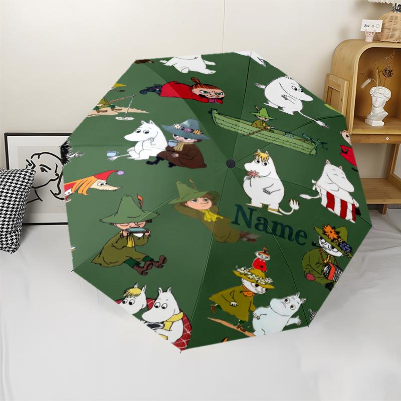 Custom Name Moomin Theme Automatic Umbrella, Lightweight & Portable, 8 Rib, Perfect for Outdoor Travel, Birthdays, Christmas, Gifts.