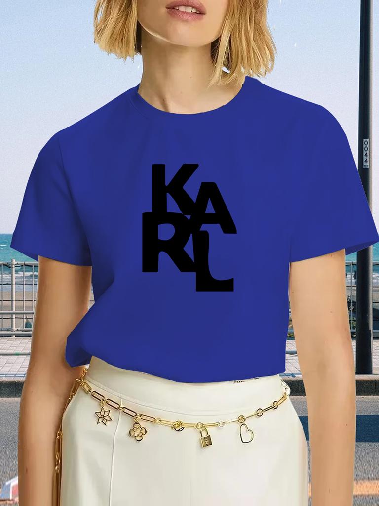 KARL Women's T-Shirt Letter Printing Short Sleeve Cotton Tees High Quality Luxury Brand T-shirt Summer Streetwear Y2k Tops