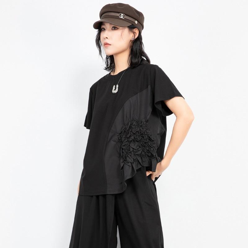 

Short sleeve oversized vintage Casual loose summer t shirt tops Women t-shirt чорний