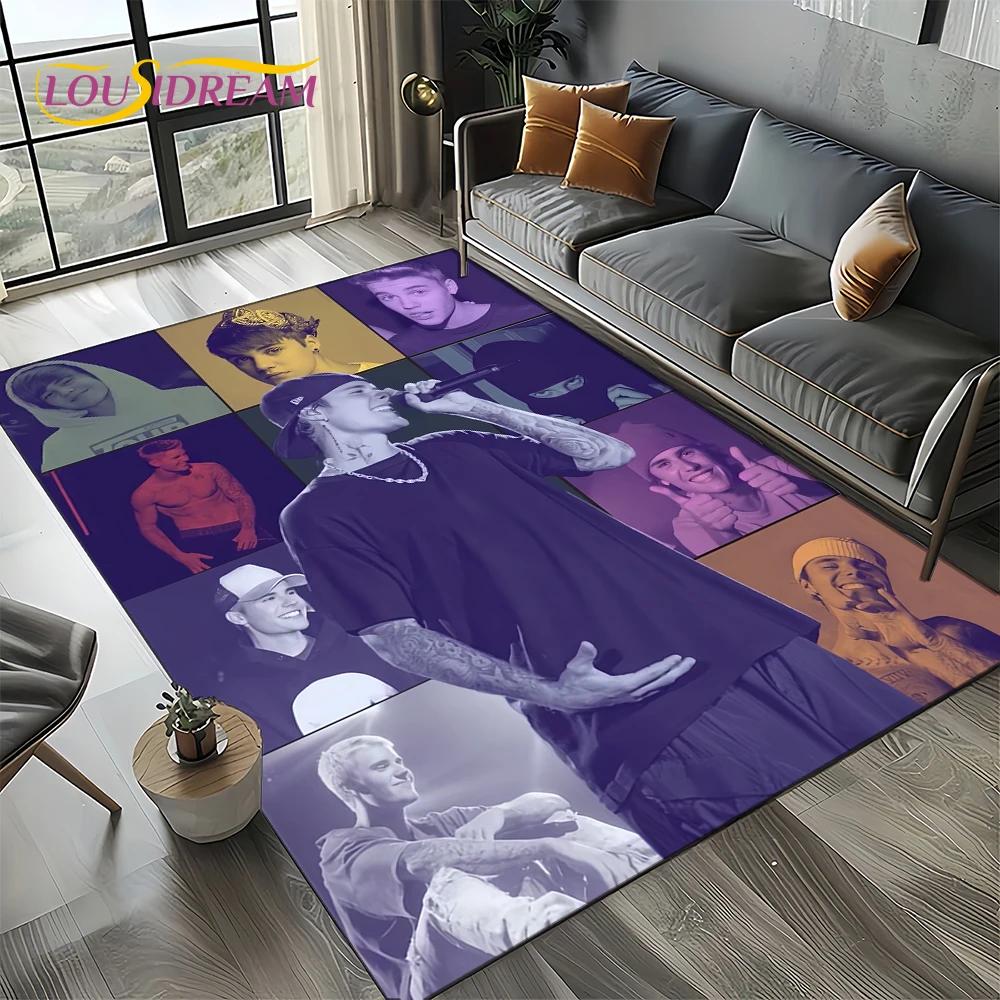 2025 New Style Justin Drew Bieber Singer 3D Carpet Rug for Living Room Bedroom Home Sofa Decoration,Kid Play Non-slip Floor Mat