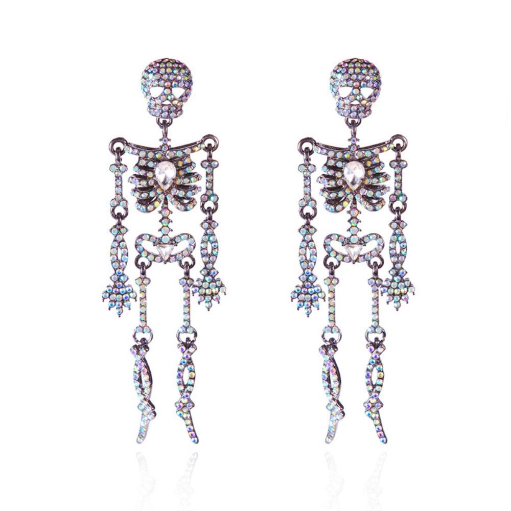 Punk Style Skeleton Pendant Earrings Shiny Halloween Party Jewelry  Festival Jewelry