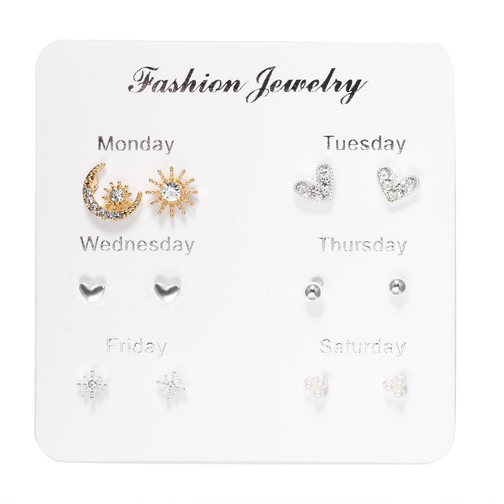 Boucles d'oreilles 6 paires/ensemble Boucles d'oreilles élégantes à breloques Boucles d'oreilles élégantes pour tempérament Bijoux pour femmes Cadeaux