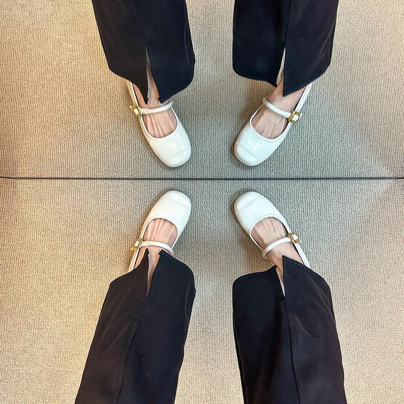 Korean version of versatile one-word belt single shoes casual women's shoes summer French retro Mary Jane shoes flat shoes small leather shoes