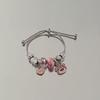 Sweet Cool Princess Style Pink Butterfly Pendant Bracelet With Rhinestones For Women