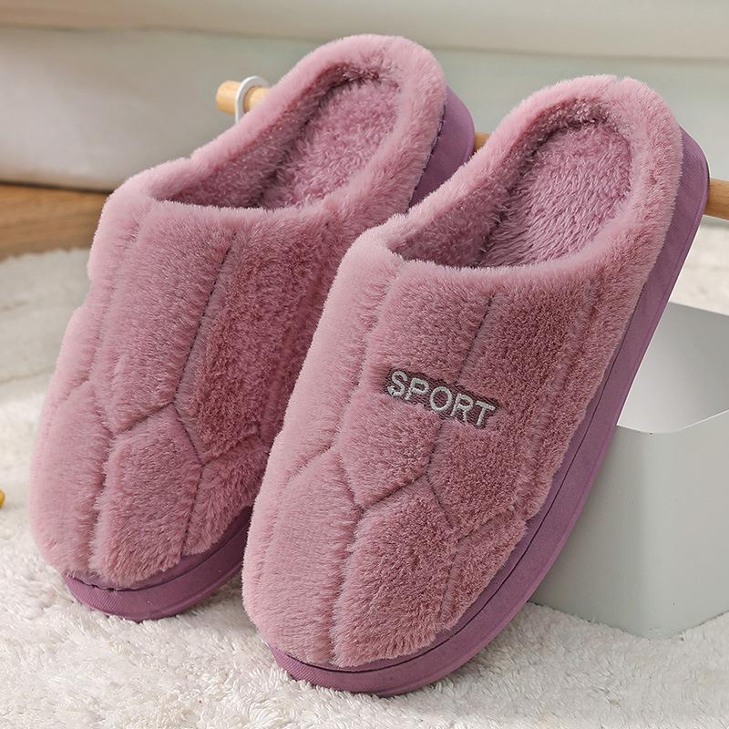 Autumn indoor home couple wool slippers warm shoes confinement non-slip velvet men's cotton slippers women
